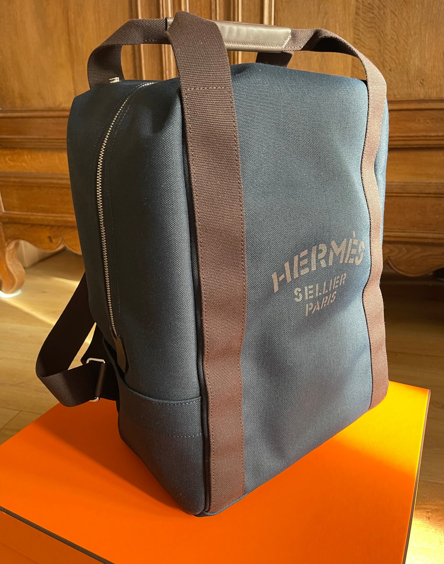 [HERMÈS] Backpack Groom / Blue Navy &amp; Feu